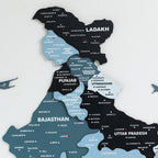 3D Black and Grey Wooden India Map