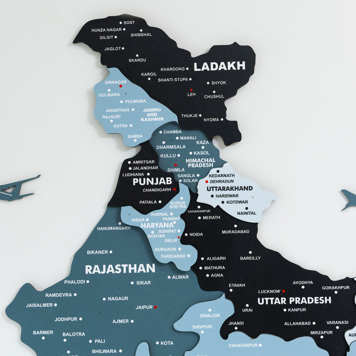 3D Black and Grey Wooden India Map