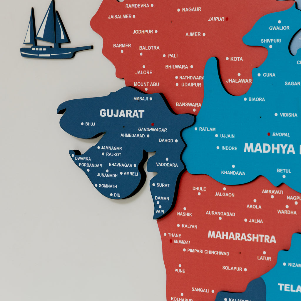 3D Blossom Wooden India Map