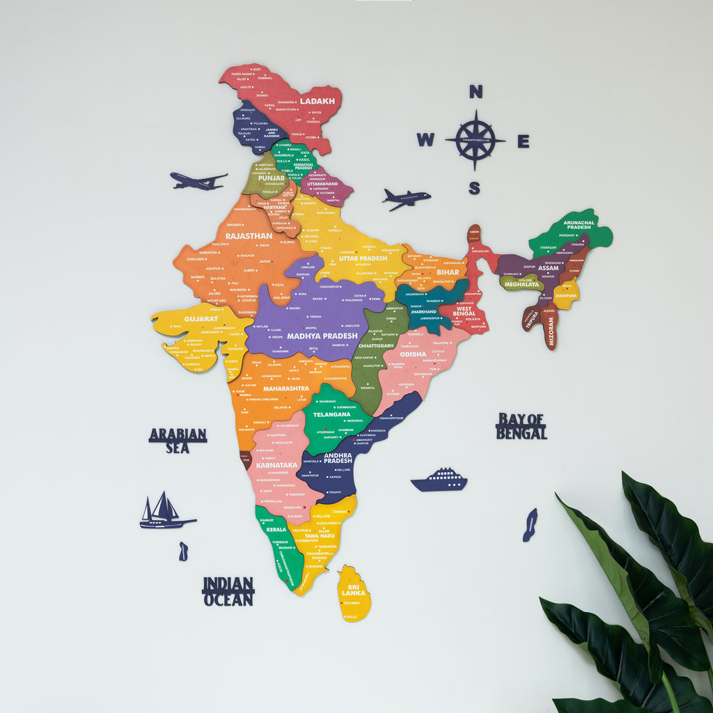 3D Colorful Wooden India Map