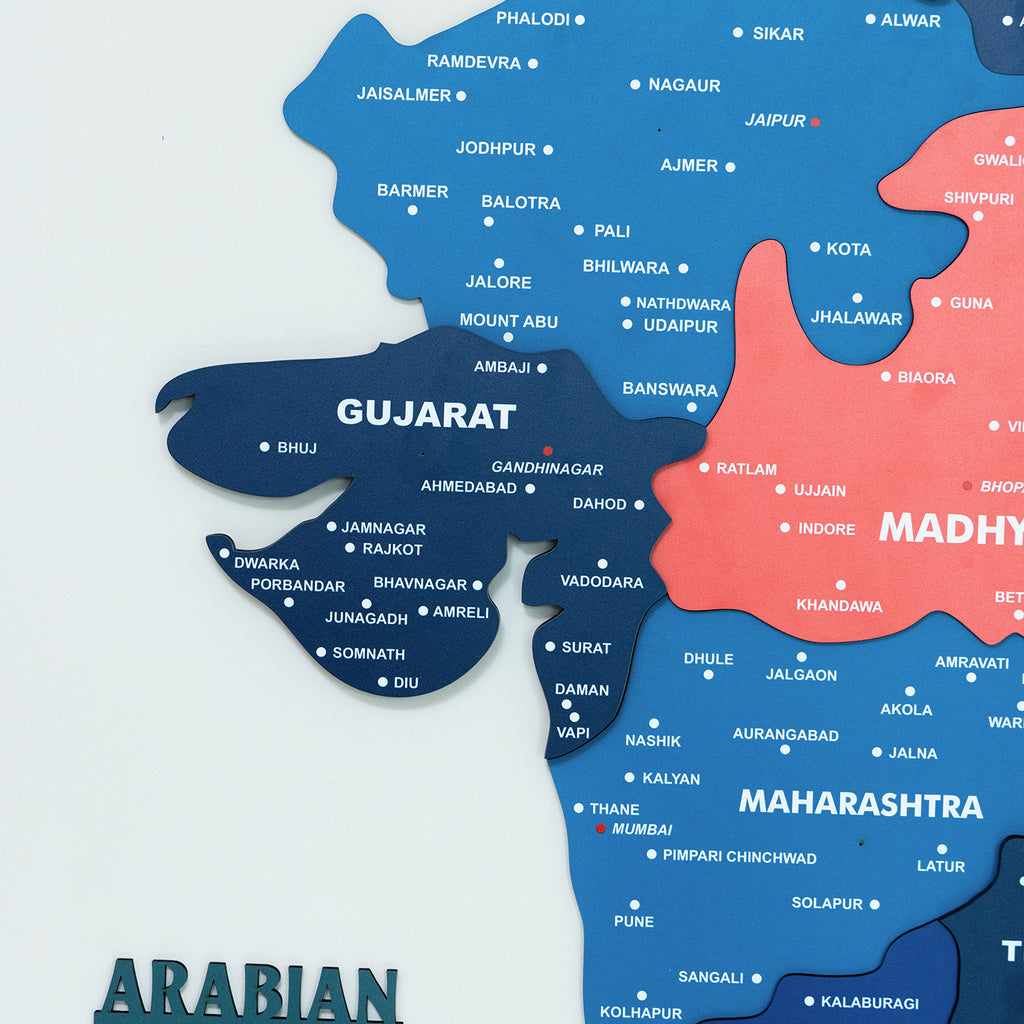3D Nile Blue Wooden India Map