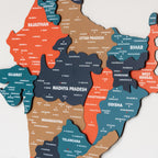 3D Tortilla Wooden India Map