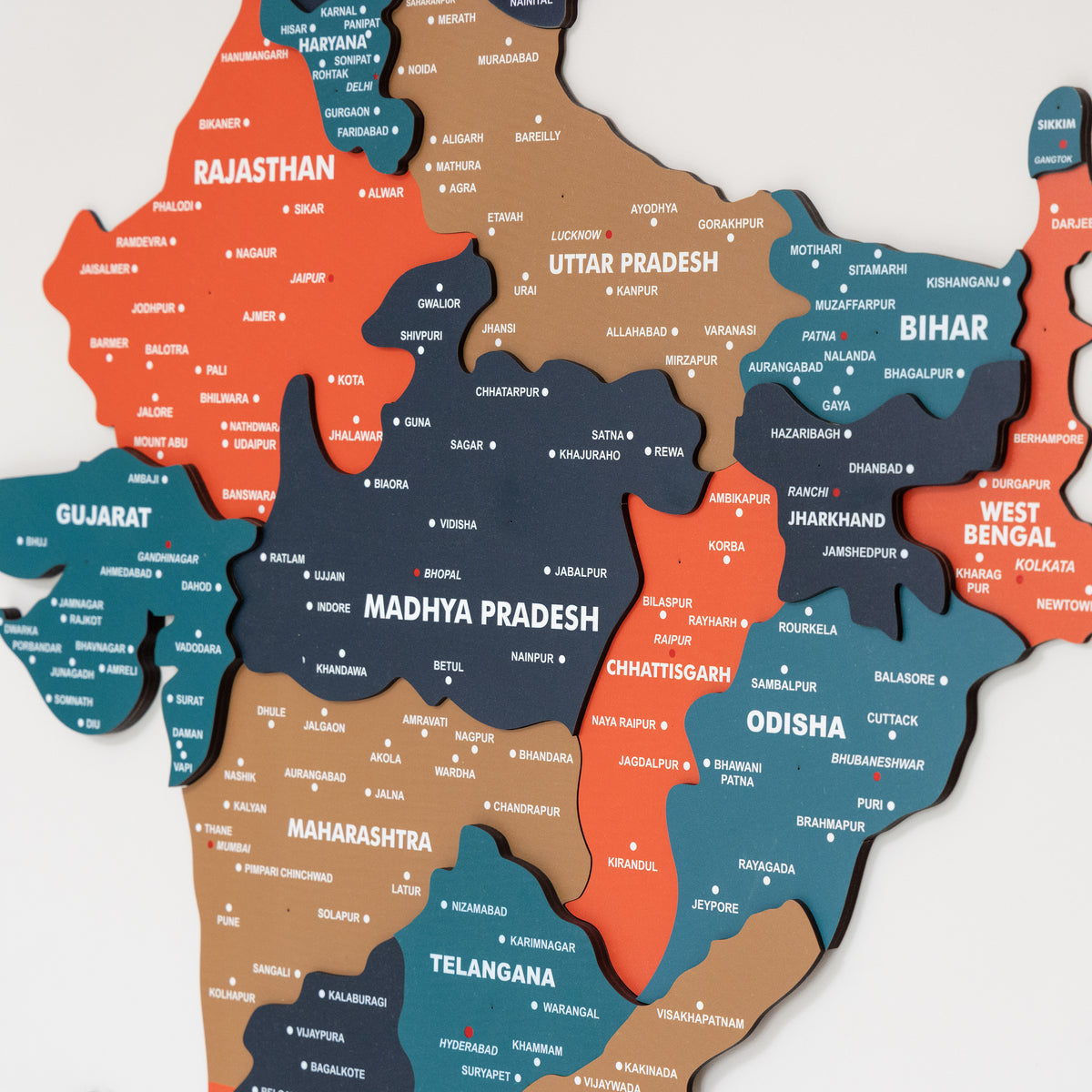 3D Tortilla Wooden India Map