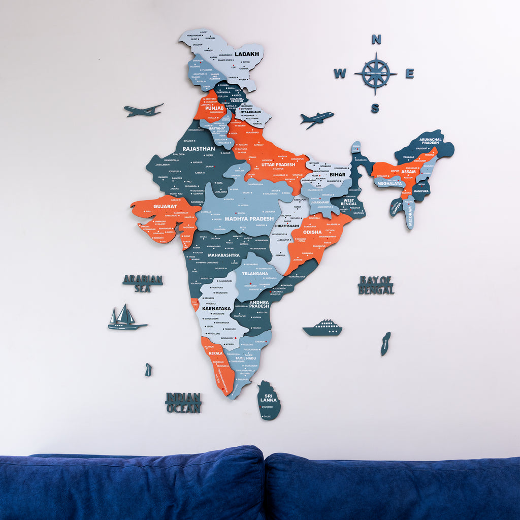 3D Salmon Pink Wooden India Map