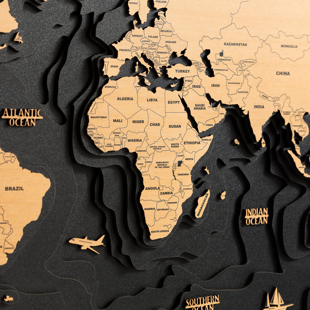 Round Designer Wooden World Map