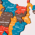 3D Saffron Wooden India Map