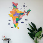3D Colorful Wooden India Map