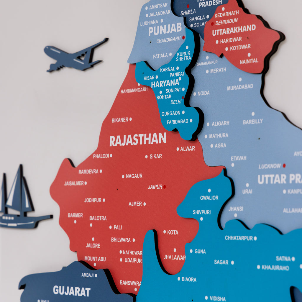 3D Blossom Wooden India Map