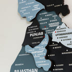 3D Black and Grey Wooden India Map