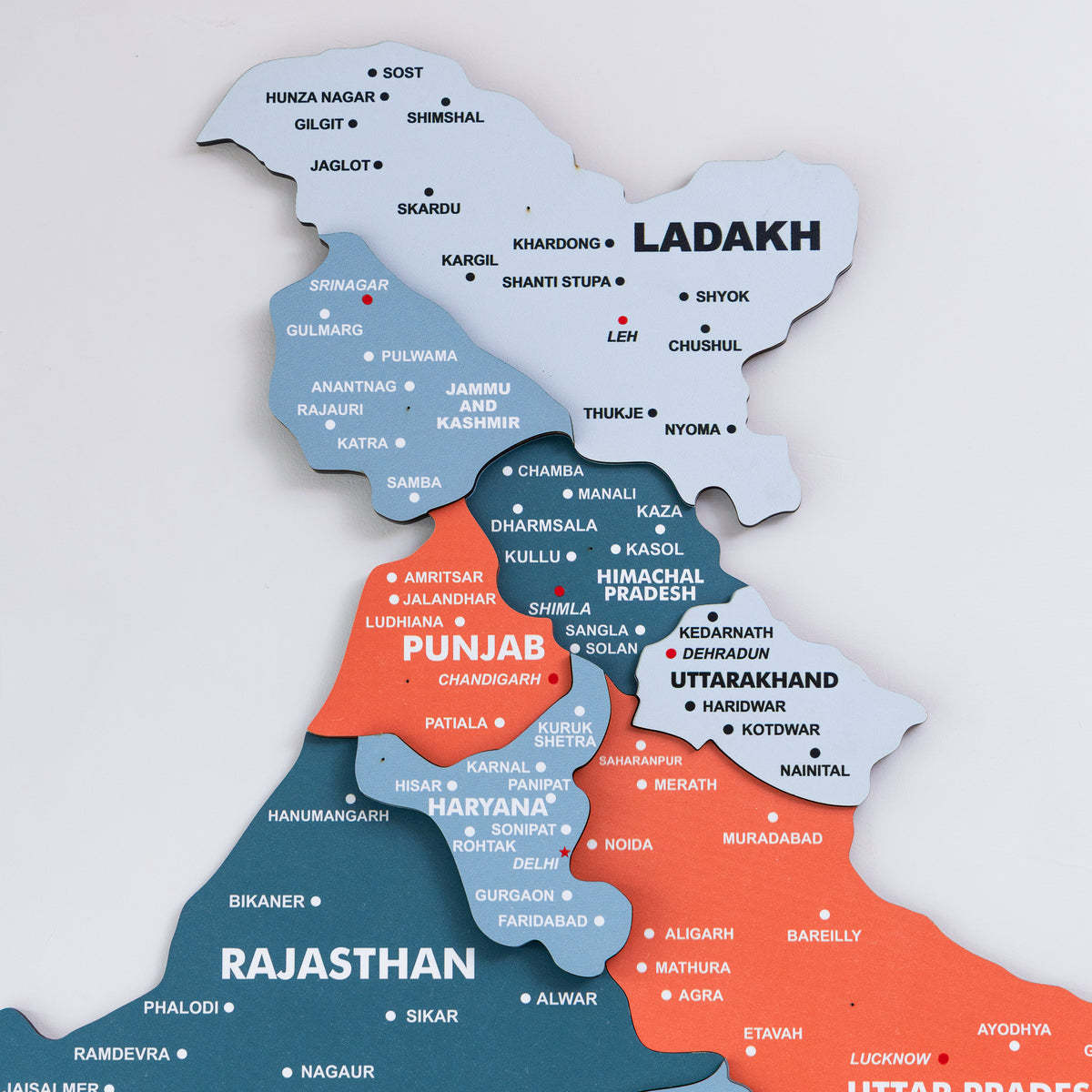 3D Salmon Pink Wooden India Map