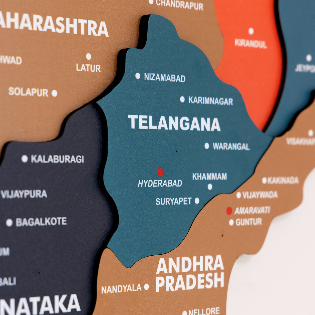 3D Tortilla Wooden India Map