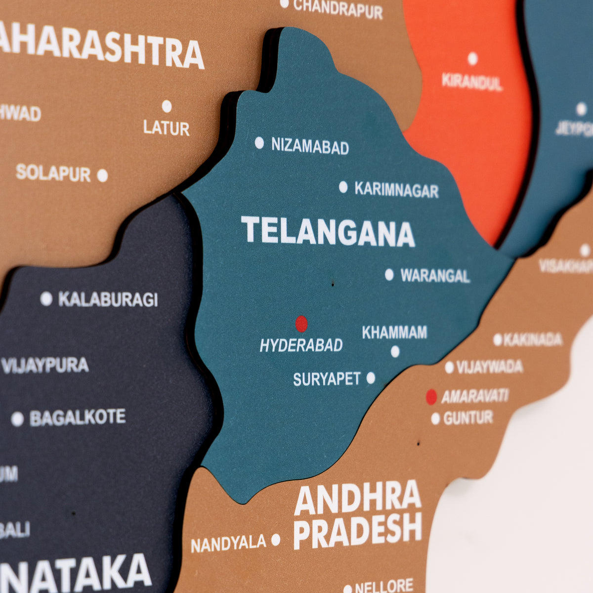 3D Tortilla Wooden India Map