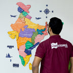 3D Colorful Wooden India Map