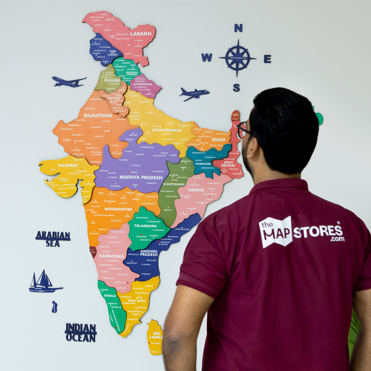 3D Colorful Wooden India Map