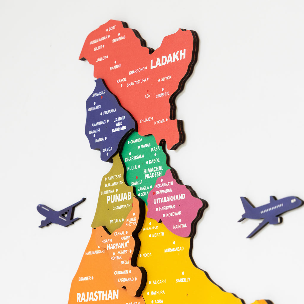 3D Colorful Wooden India Map
