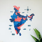 3D Nile Blue Wooden India Map