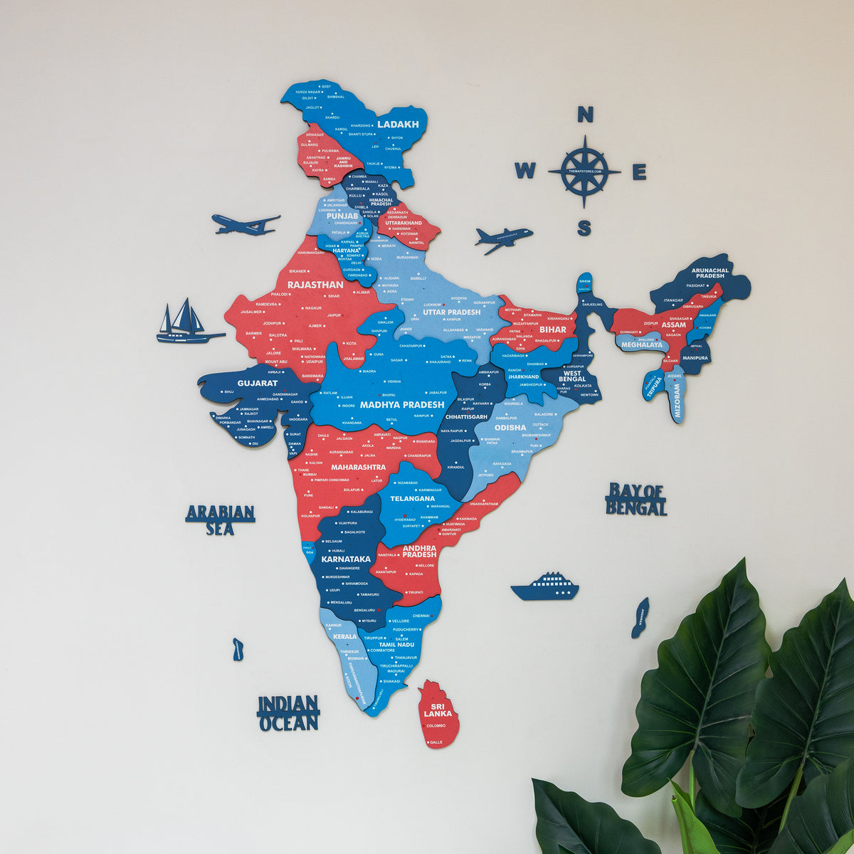 3D Blossom Wooden India Map