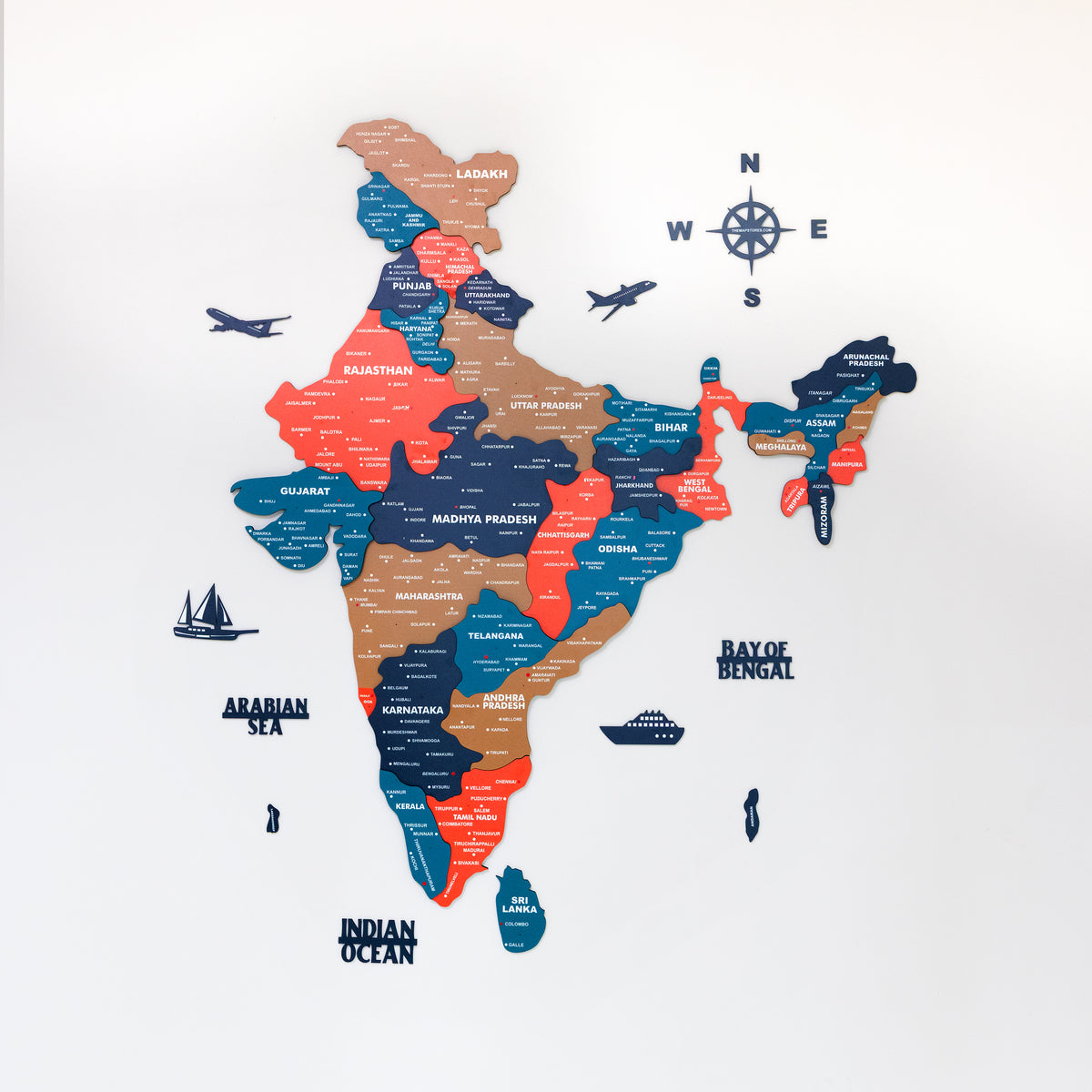 3D Tortilla Wooden India Map