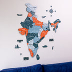 3D Salmon Pink Wooden India Map