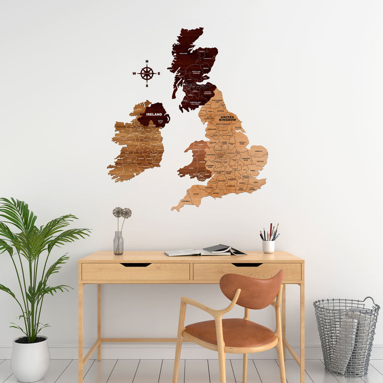 Wooden Texture United Kingdom Map