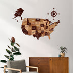 3D Wooden Texture USA Map