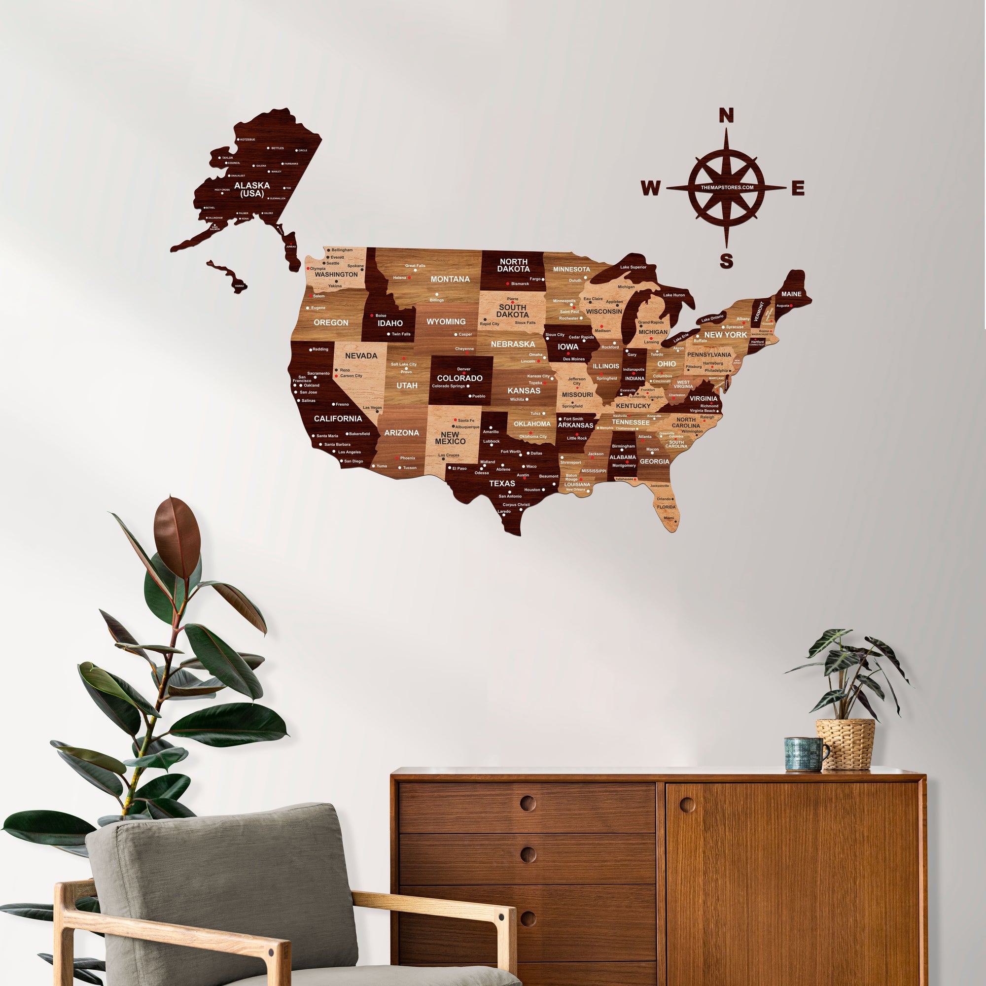 Wooden Texture USA Map | The Map Stores • The Map Store