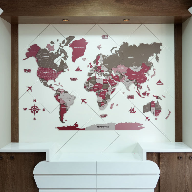 3D Americano Wooden World Map