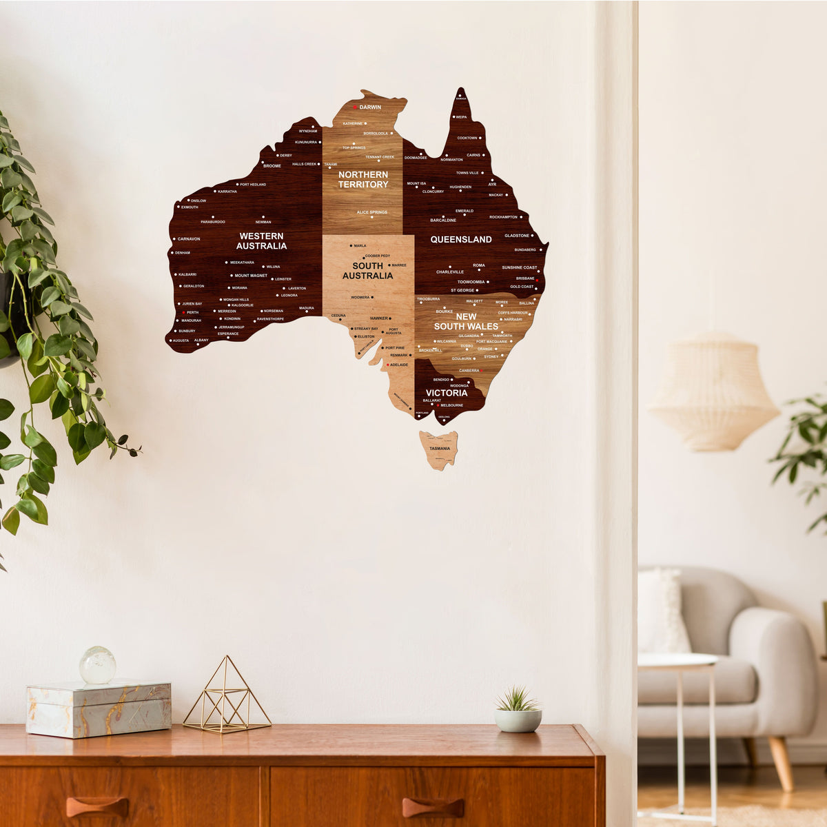 3D Wooden Texture Australia Map