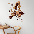 3D Wooden Texture Europe Map