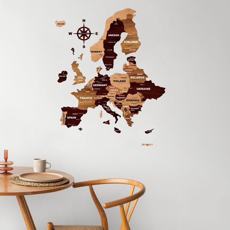 Wooden Texture Europe Map | The Map Stores