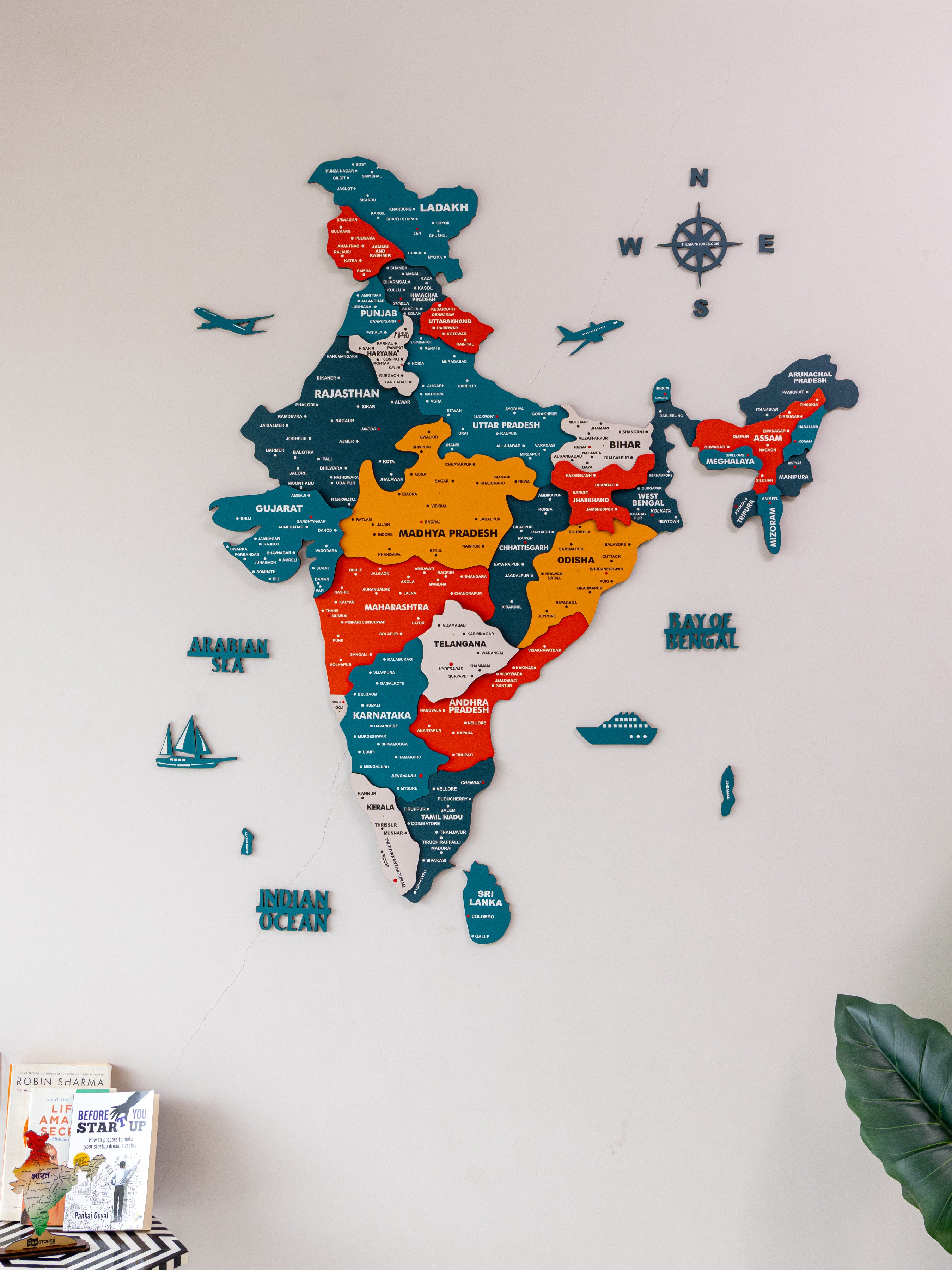 3D Pine India Wooden World Map