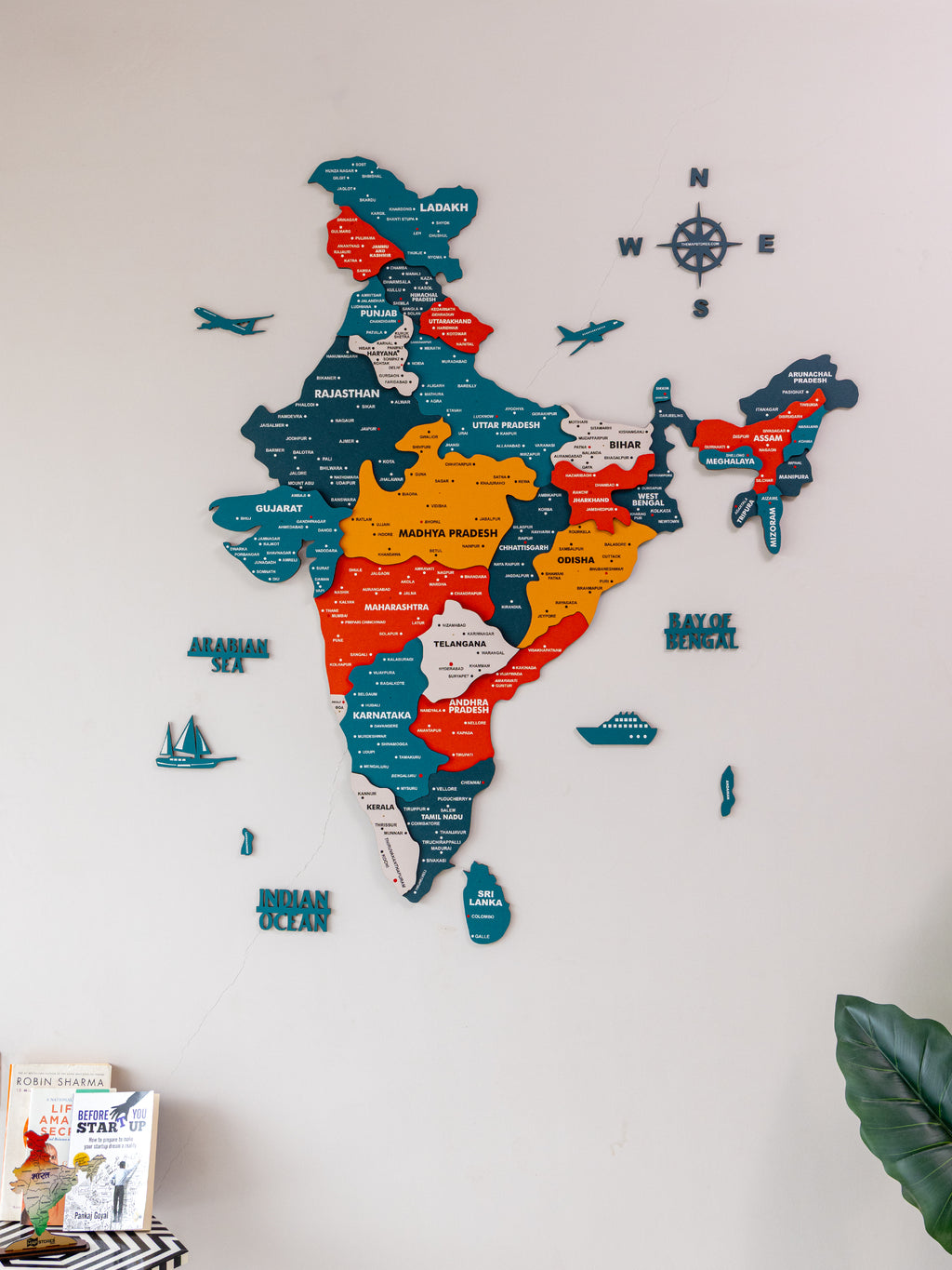 3D Pine India Wooden World Map