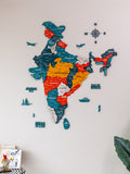 3D Pine India Wooden World Map