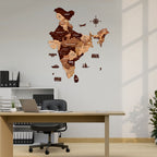 3D Wooden Texture India Map