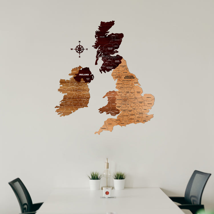 Wooden Texture United Kingdom Map