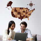 3D Wooden Texture USA Map