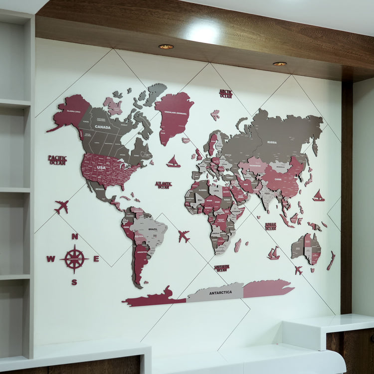 3D Americano Wooden World Map