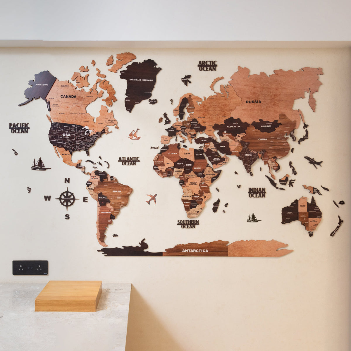 3D Wooden Texture Wooden Worldmap
