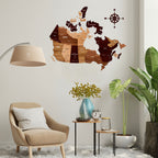 3D Wooden Texture Canada Map