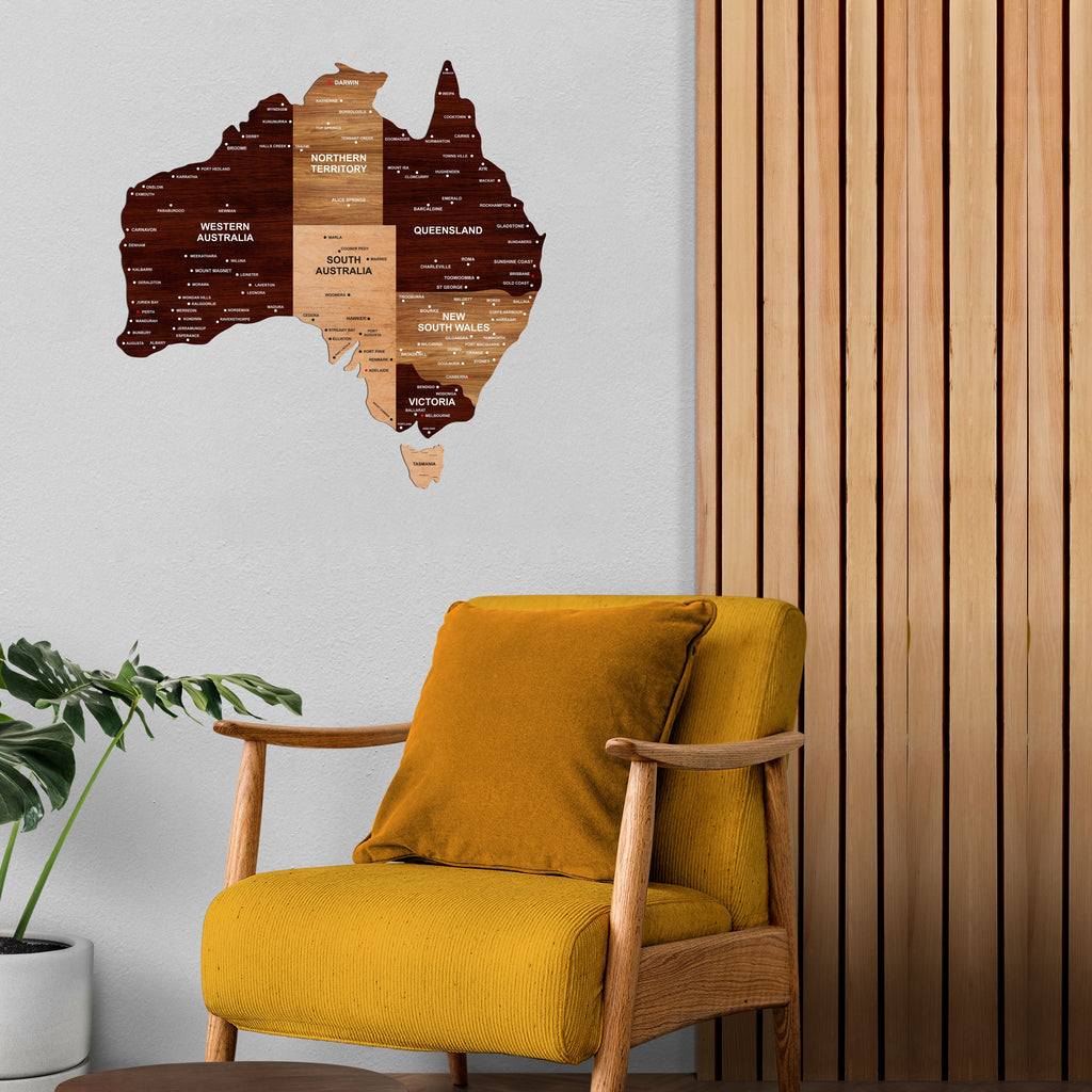 3D Wooden Texture Australia Map