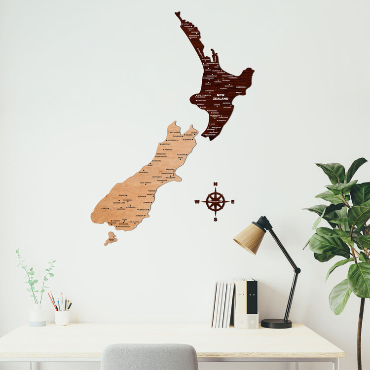Wooden Texture New Zealand Map | The map Stores