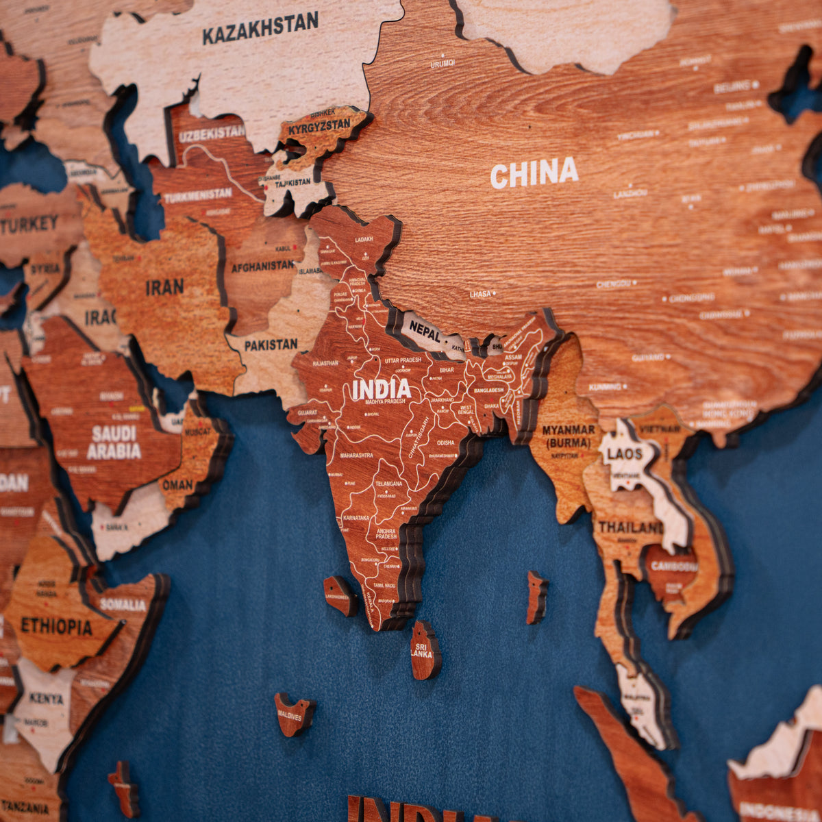3D Rustic Luxe Wooden World Map