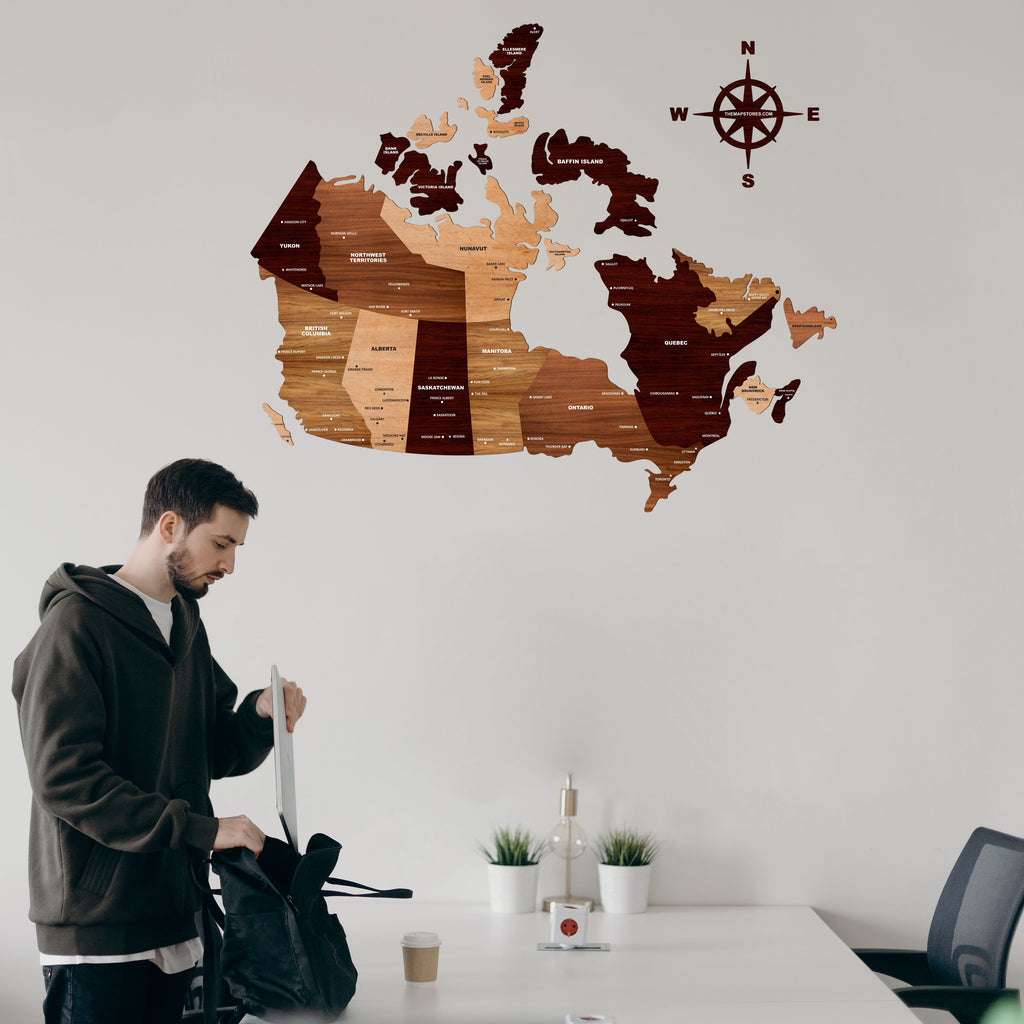 3D Wooden Texture Canada Map