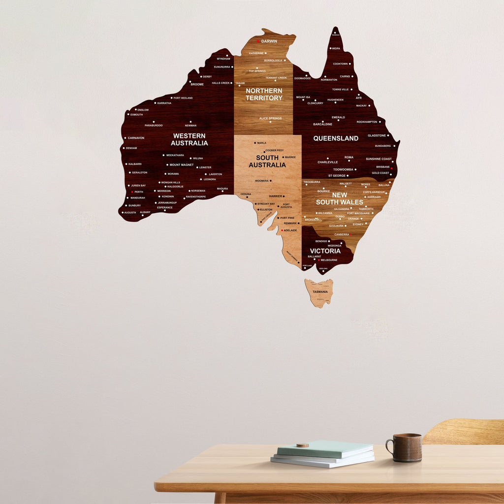 3D Wooden Texture Australia Map