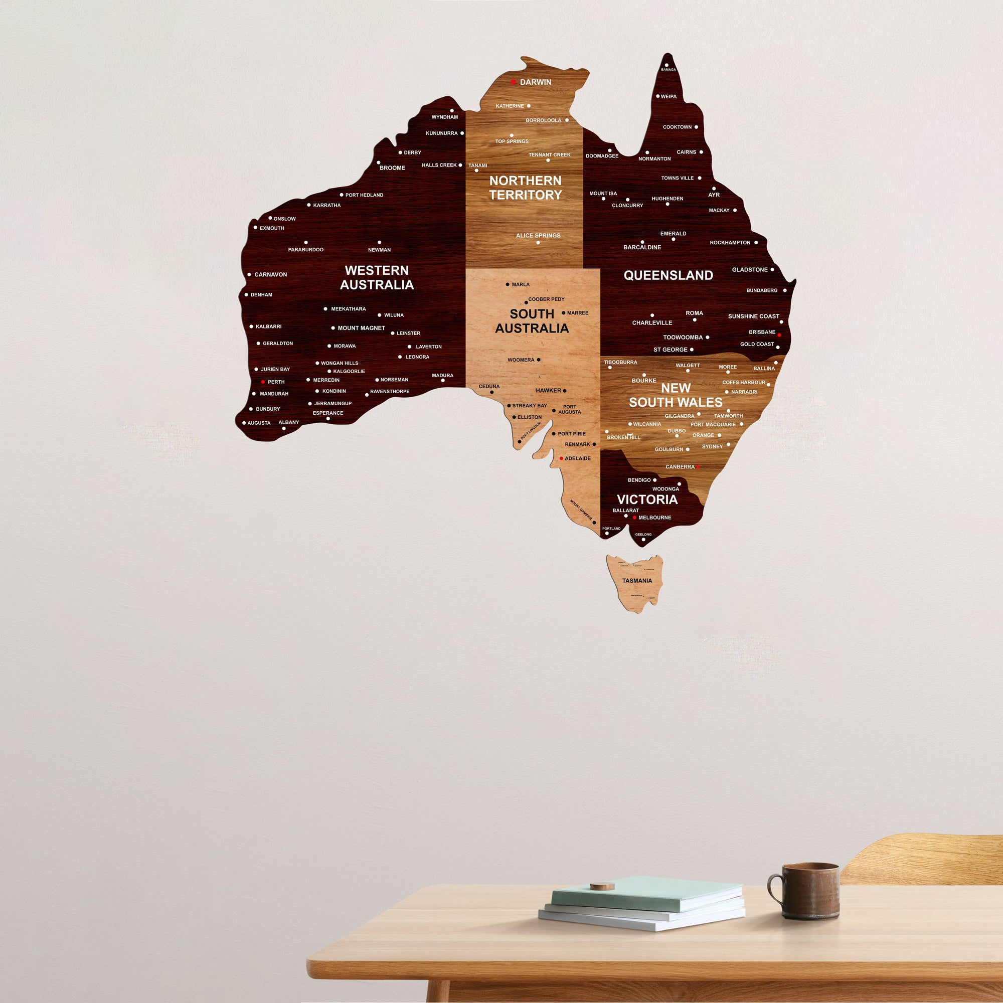 Wooden Texture Australia Map | The Map Store • The Map Store