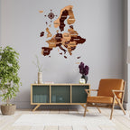 3D Wooden Texture Europe Map