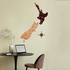 3D Wooden Texture New Zealand Map