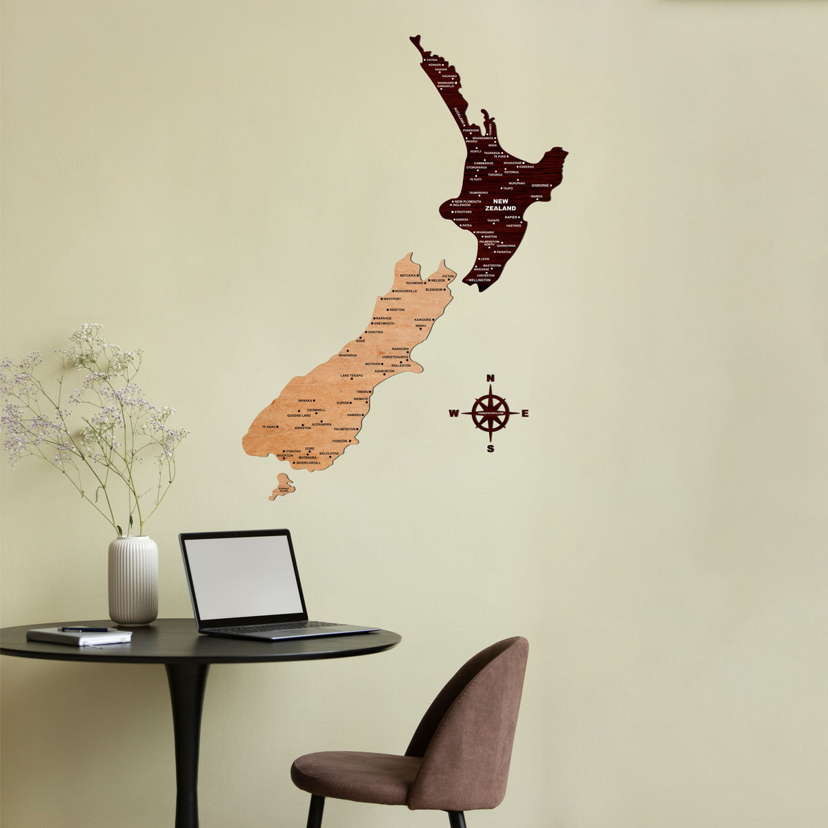 3D Wooden Texture New Zealand Map