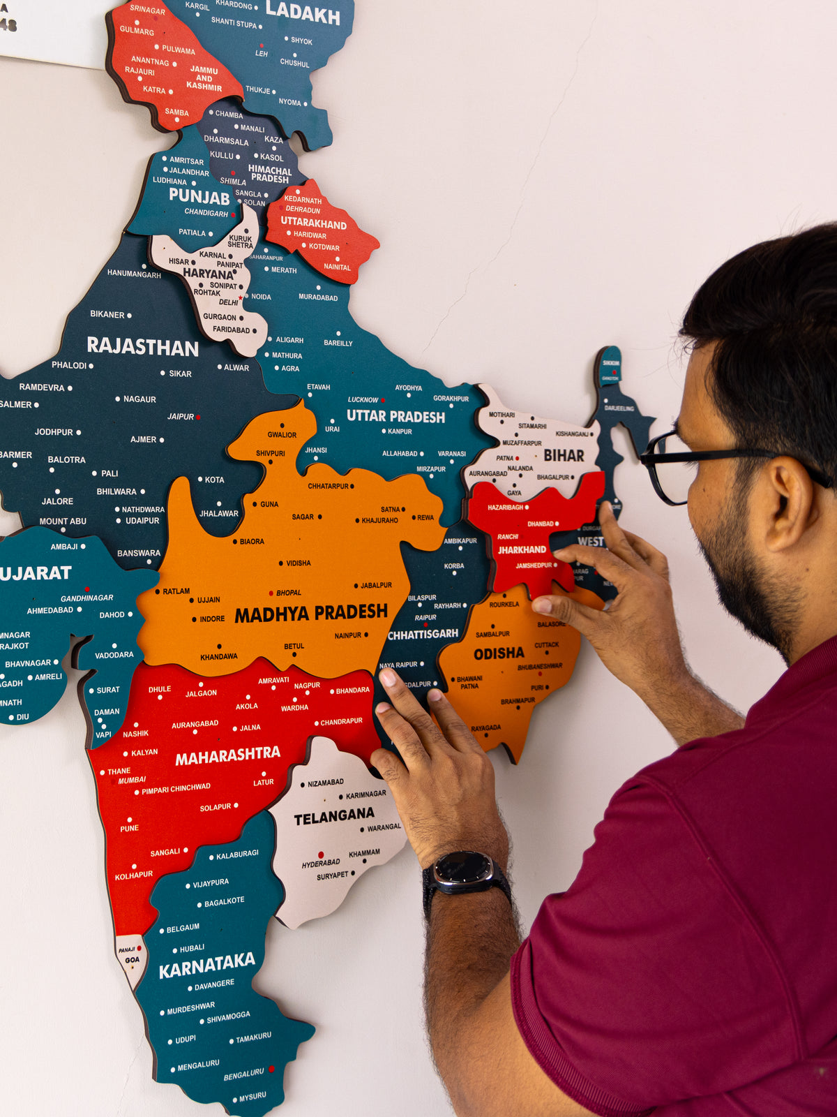 3D Pine India Wooden World Map