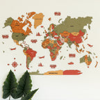 3D Olive Oasis Wooden World Map